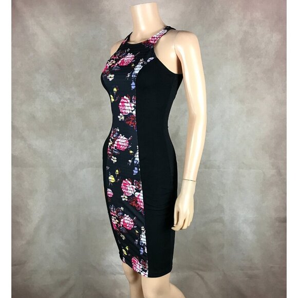 Material Girl Black Floral Striped Bodycon Dress NWT XS - Picture 8 of 10